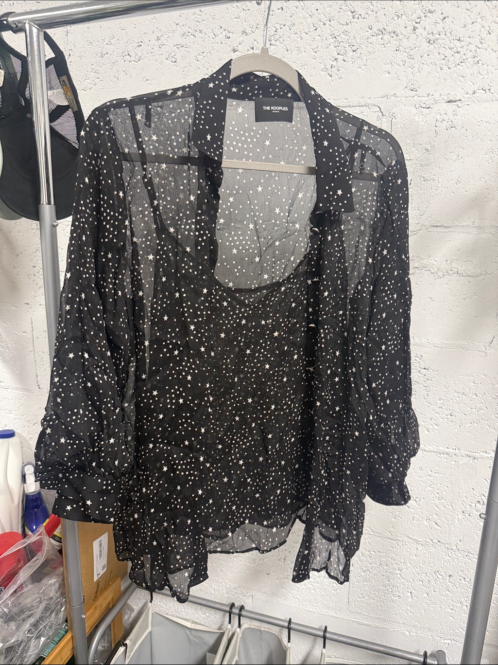 The Kooples Black Sheer Star Print Blouse Size Small - Never Worn - 2 Pieces